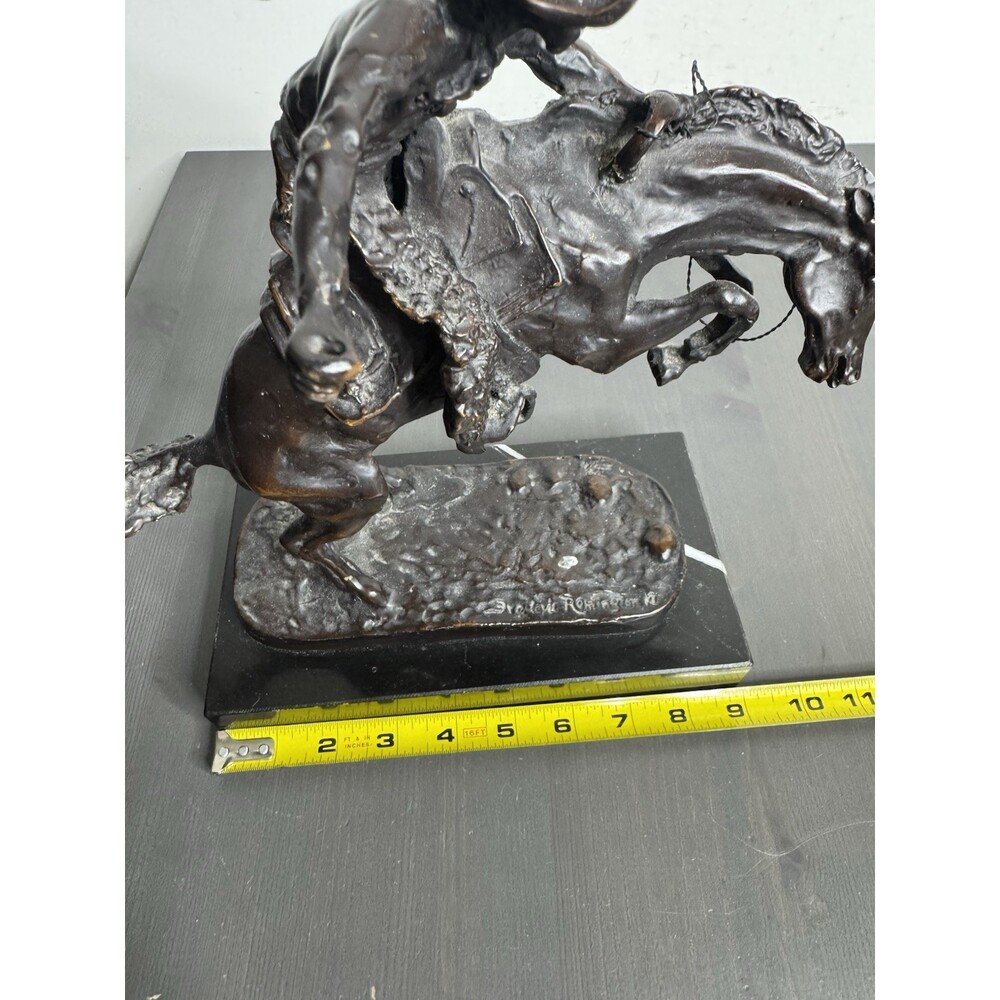 Frederic Remington "Wooly Chaps" Bronze Sculpture, 12"H x 9"L x 5"W - Picture 8 of 9